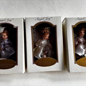 Lot Of 3 DG Creations Angel Joy Porcelain Doll 2004 Collectible Ornaments